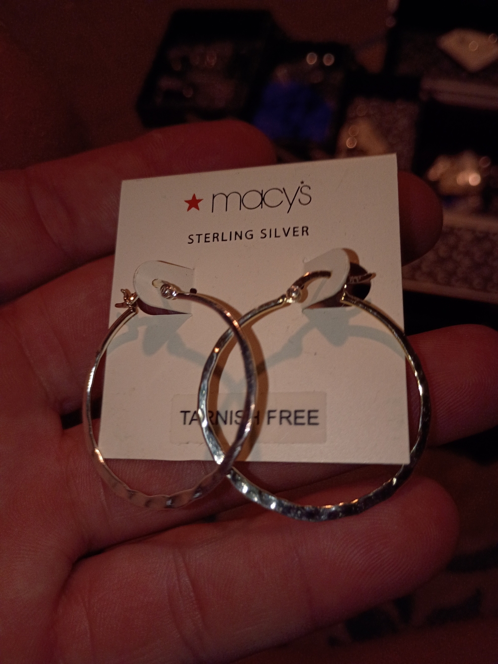 Macy's Sterling Silver Hammered Hoop Earrings - Silver